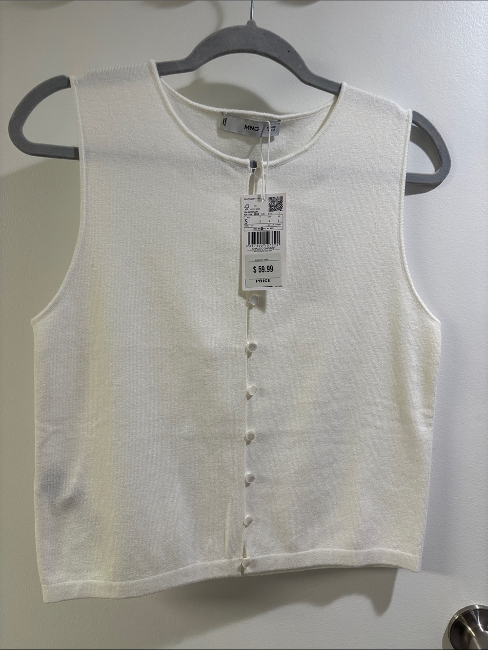 Flash Sale 🔥NWT Woman’s Mango Button-Front Sleeveless Knit Camisole Top in White